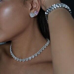 Iced Out Heart Necklace 16 Inch 4 Ea 4